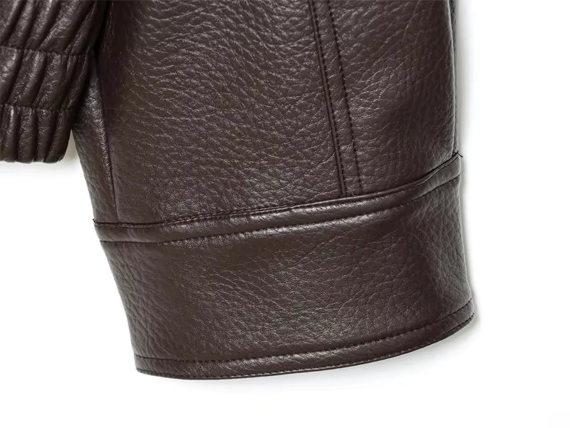 Women's Oversized Fur Collar Jacket — Brown