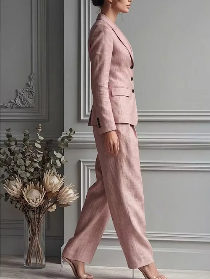 Women's Suit Shirt and Pants Two Piece Set