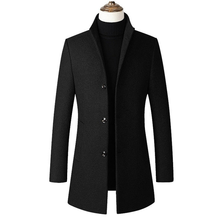 Men's Refined Single Breasted Wool Overcoat