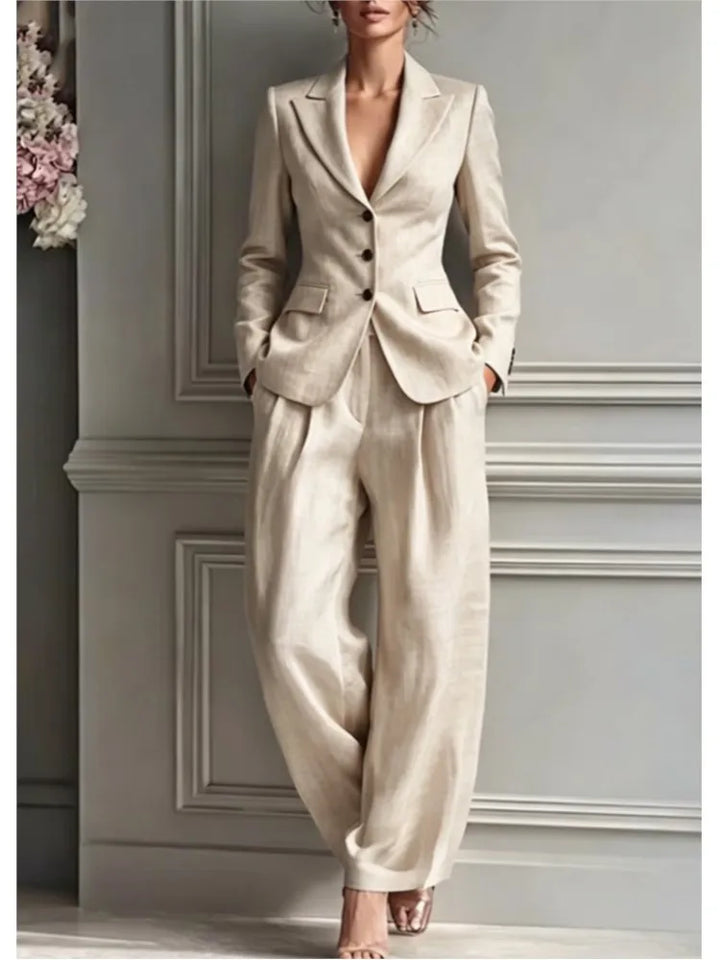 Women's Suit Shirt and Pants Two Piece Set
