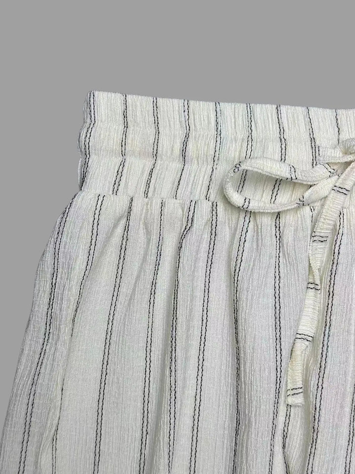 Women's Striped Wide Leg Pants with Belt