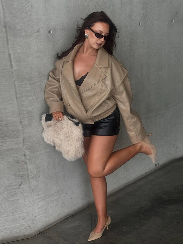Women's Single Breasted Lapel Jacket with Pockets
