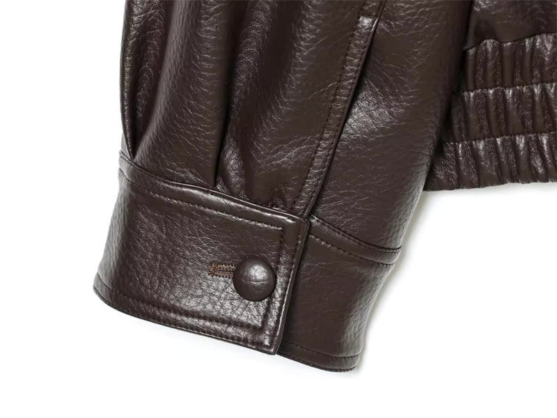 Women's Oversized Fur Collar Jacket — Brown