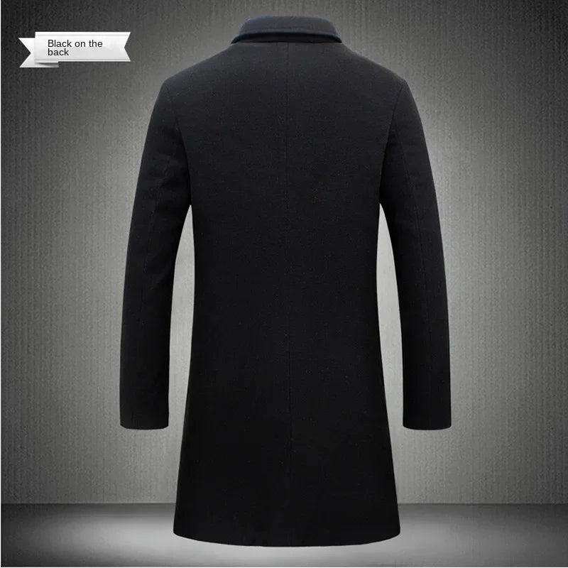 Men's Long Cotton Overcoat – Wool Blend