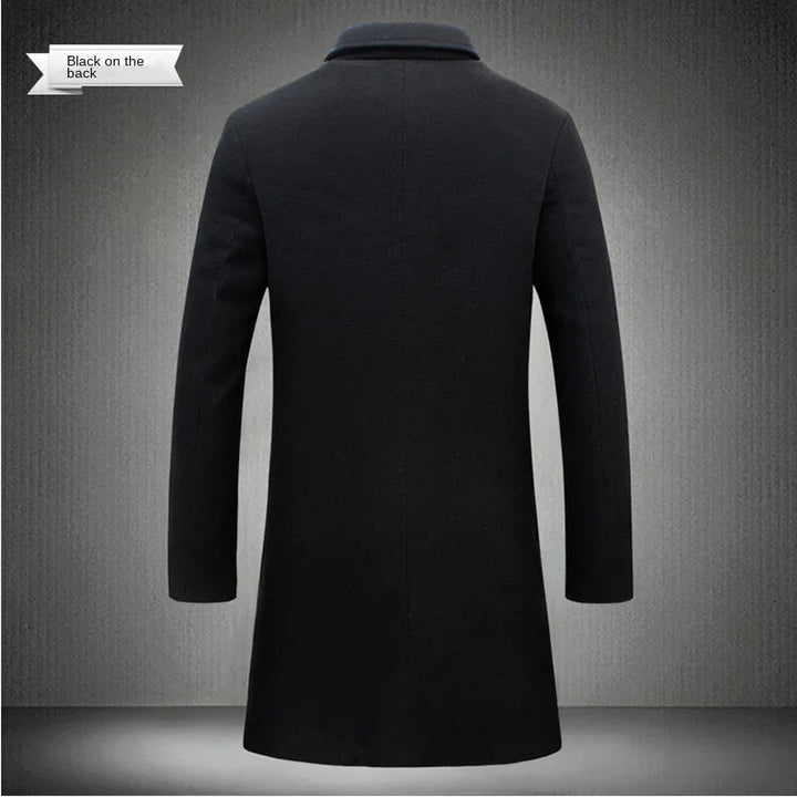 Men's Long Cotton Overcoat – Wool Blend