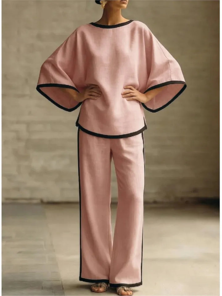 Women's Linen Lounge Set with Batwing Sleeves