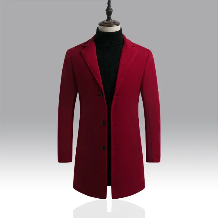 Men's Long Cotton Overcoat – Wool Blend