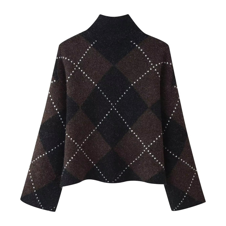 Women's Diamond Pattern Knit Sweater and Skirt Set