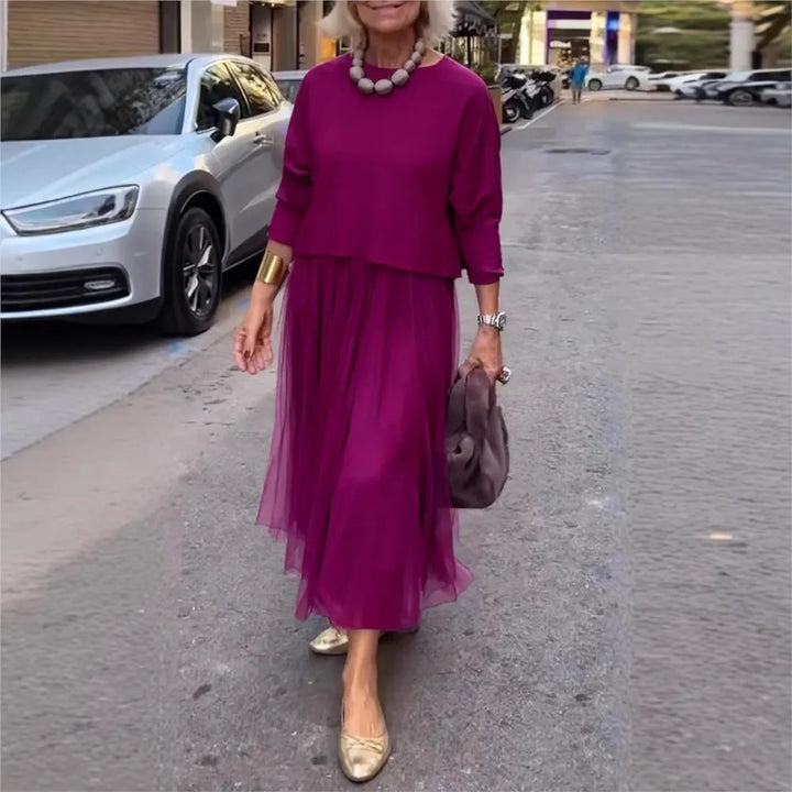 Women's Mesh Panel Ankle Length Dress
