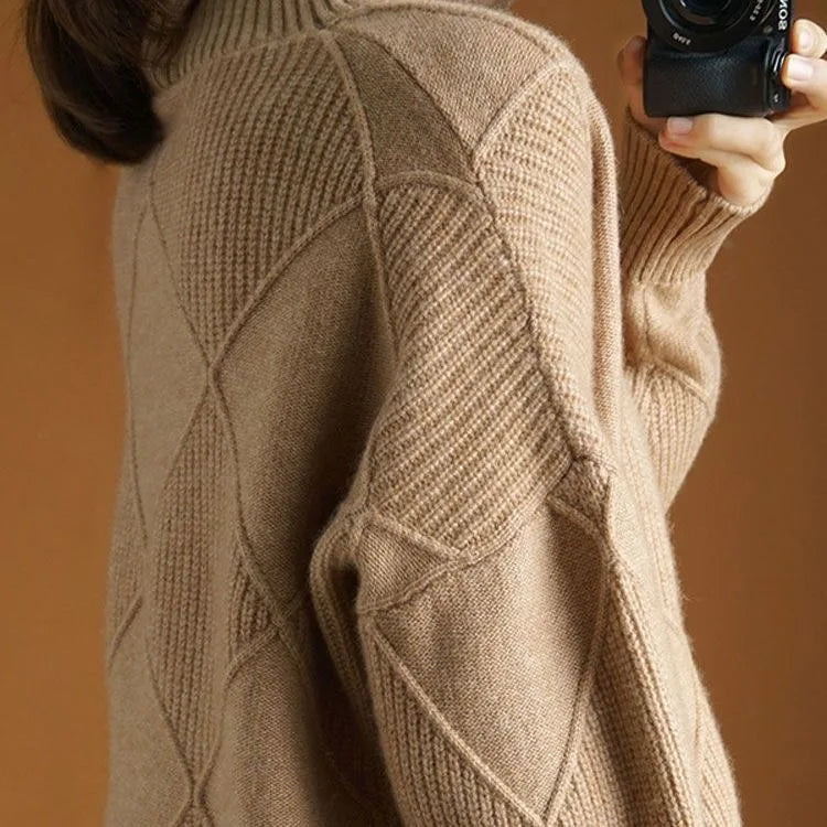Women's Oversized Turtleneck Sweater, Textured Knit