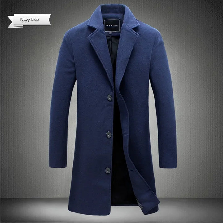 Men's Long Cotton Overcoat – Wool Blend