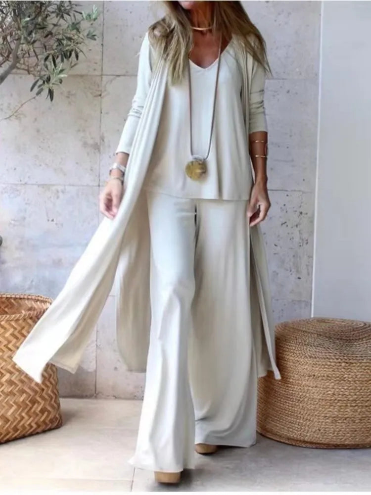 Women's Three Piece Set with Halter Top and Pants