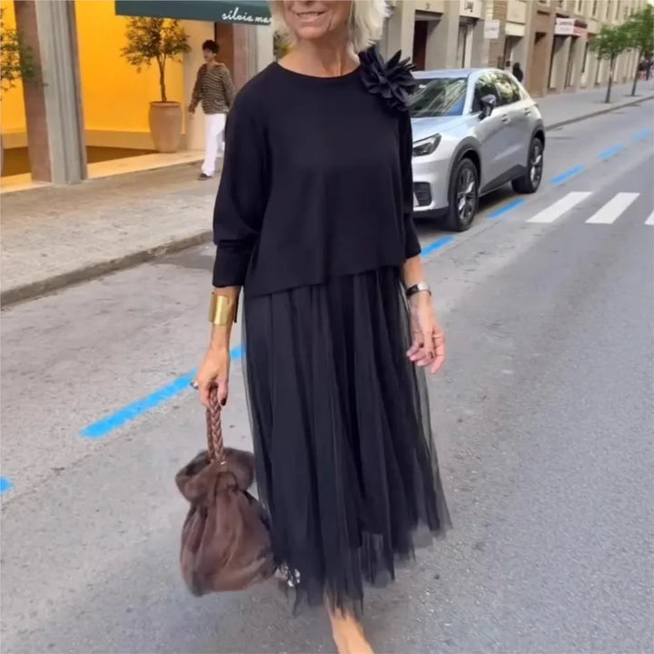 Women's Mesh Panel Ankle Length Dress