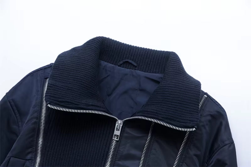 Women's Short Bomber Jacket with Full Zip