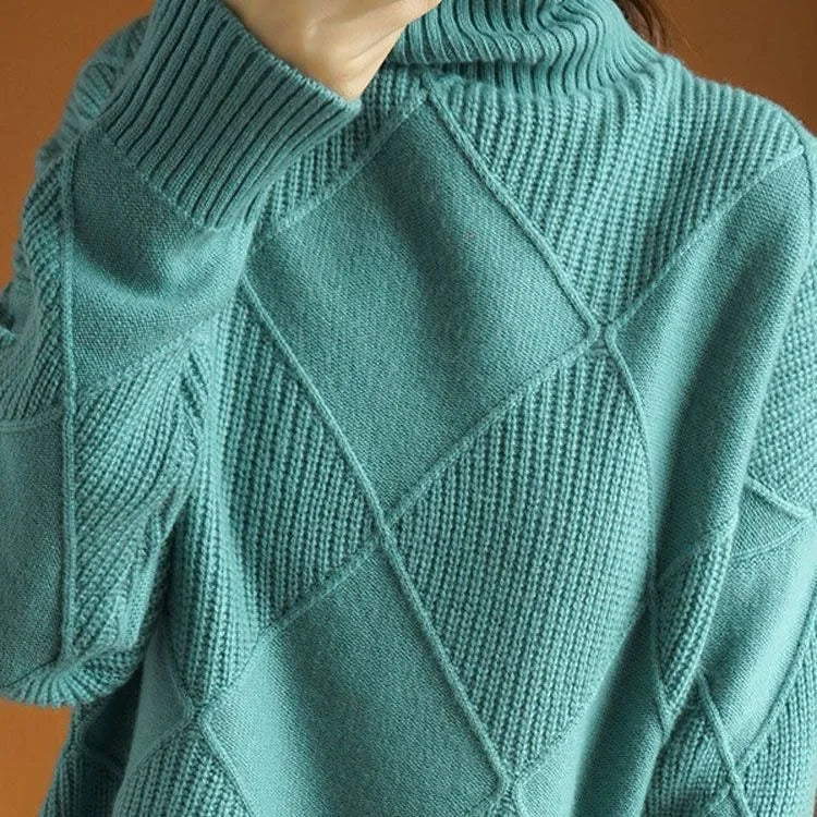 Women's Oversized Turtleneck Sweater, Textured Knit