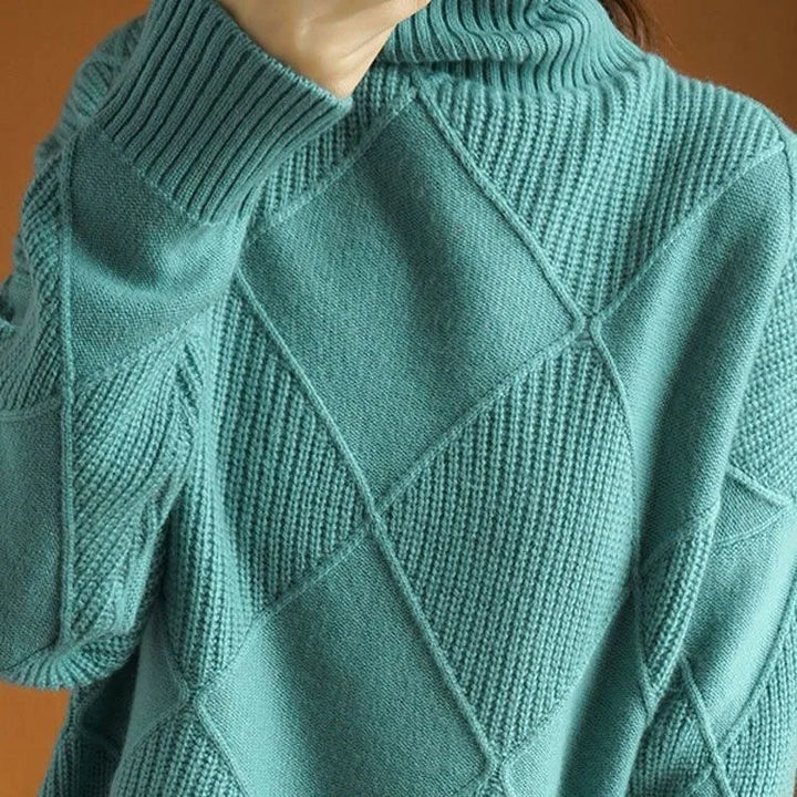 Women's Oversized Turtleneck Sweater, Textured Knit