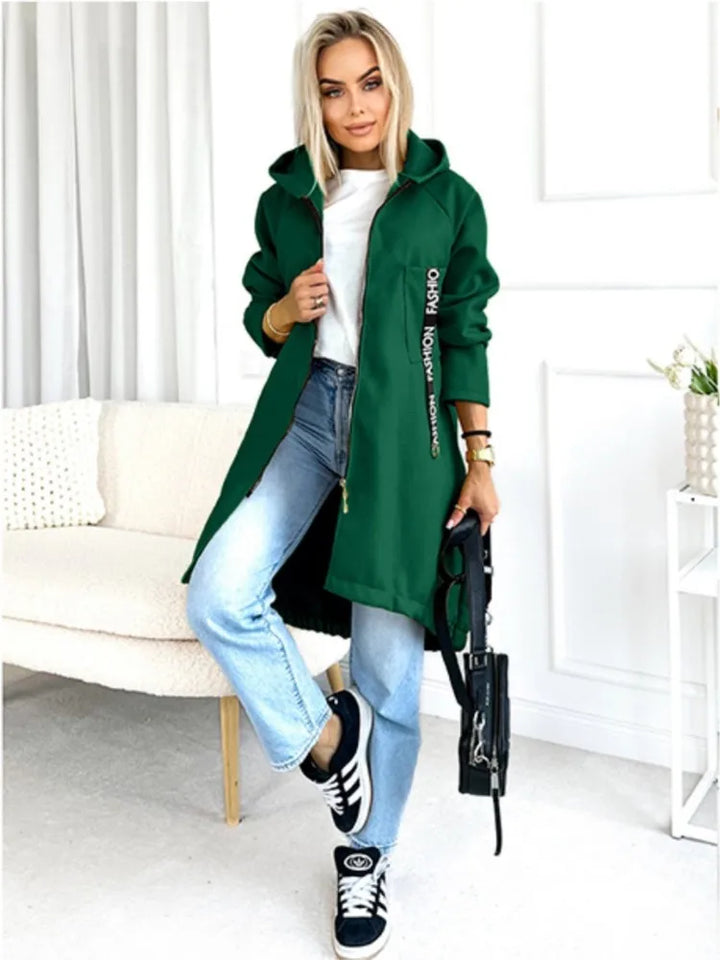 Women's Hooded Fleece Zip Coat, Extra Long