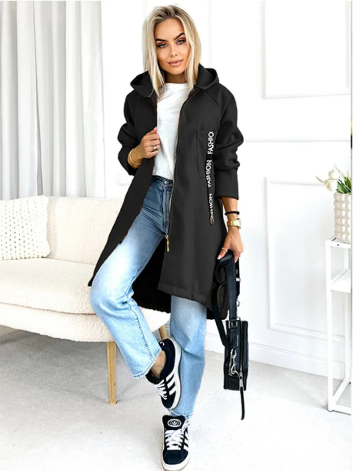 Women's Hooded Fleece Zip Coat, Extra Long