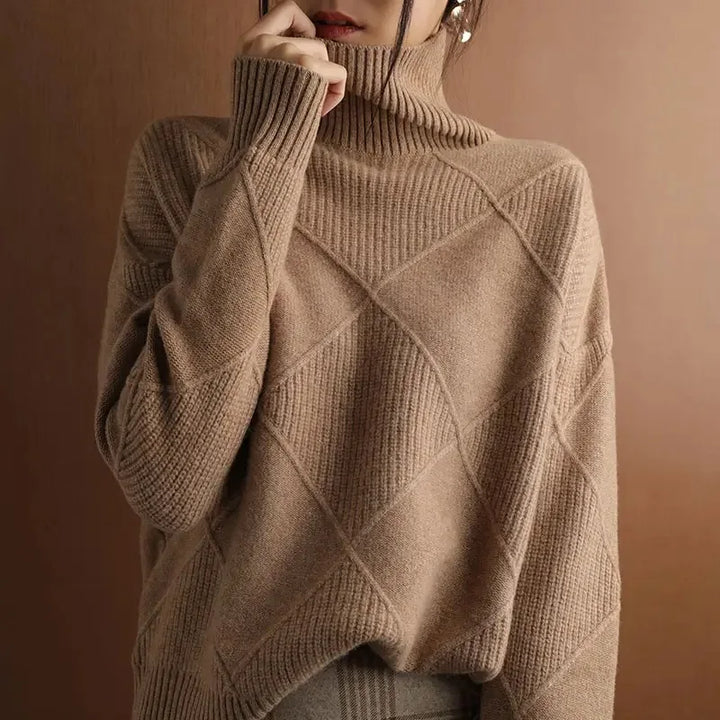 Women's Oversized Turtleneck Sweater, Textured Knit