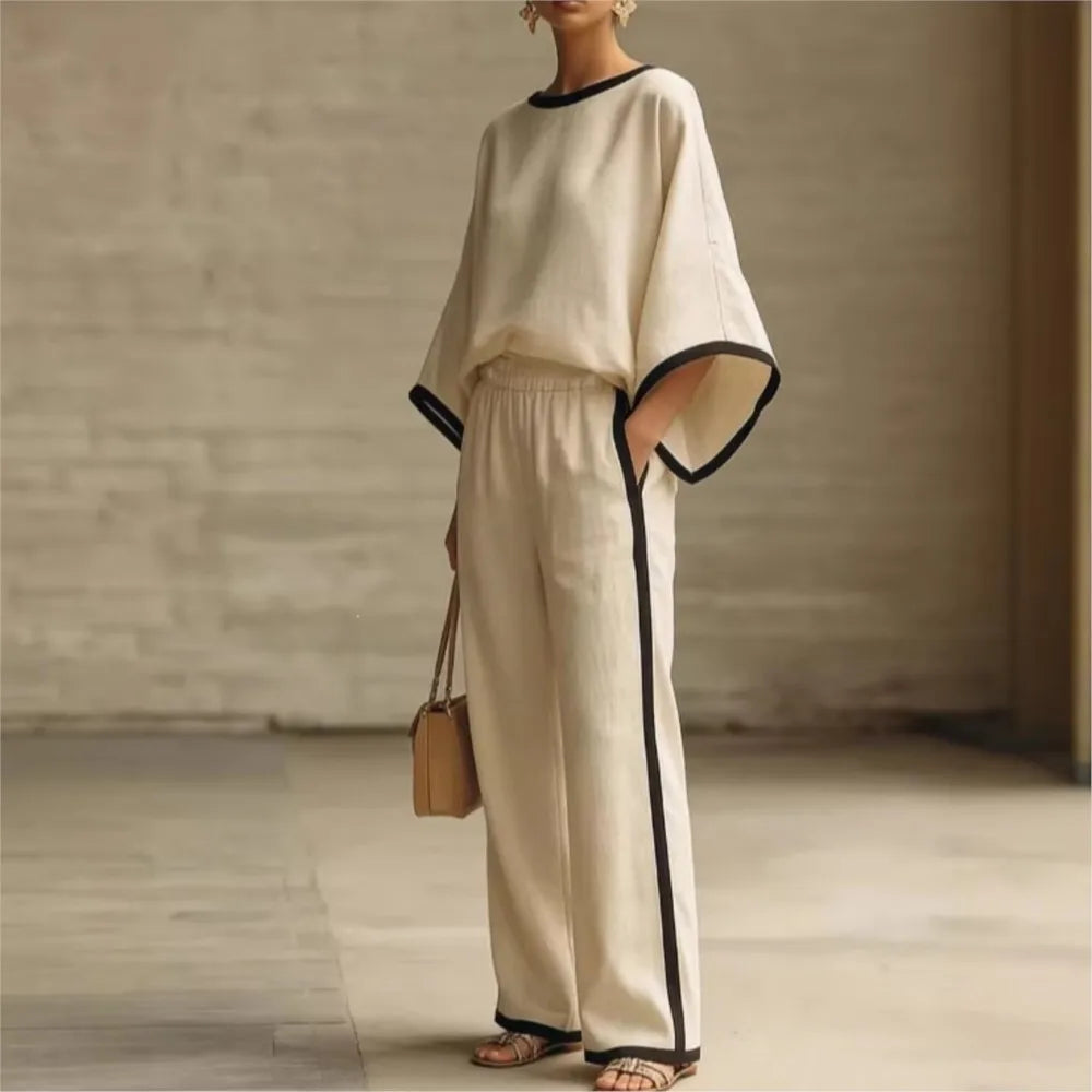 Women's Linen Lounge Set with Batwing Sleeves