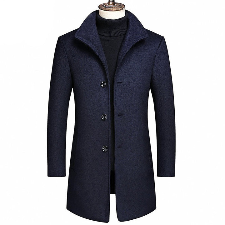 Men's Classic Wool Blend Long Trench Coat
