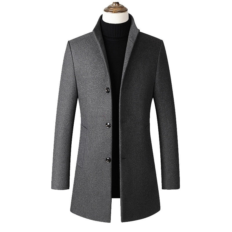 Men's Refined Single Breasted Wool Overcoat
