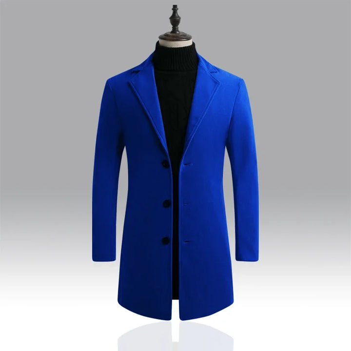 Men's Long Cotton Overcoat – Wool Blend