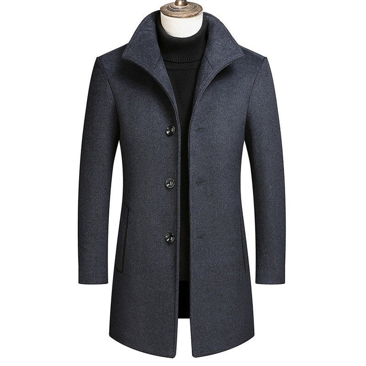Men's Classic Wool Blend Long Trench Coat