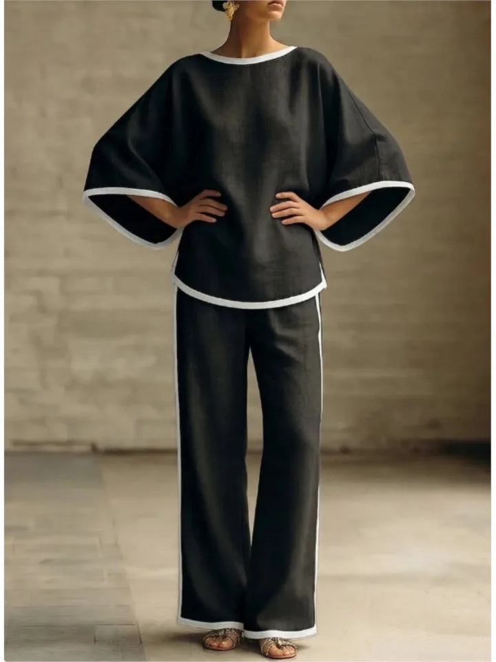 Women's Linen Lounge Set with Batwing Sleeves
