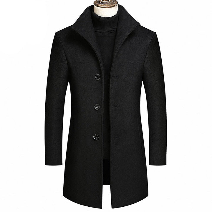 Men's Classic Wool Blend Long Trench Coat