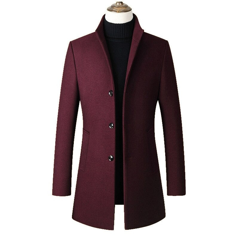 Men's Refined Single Breasted Wool Overcoat