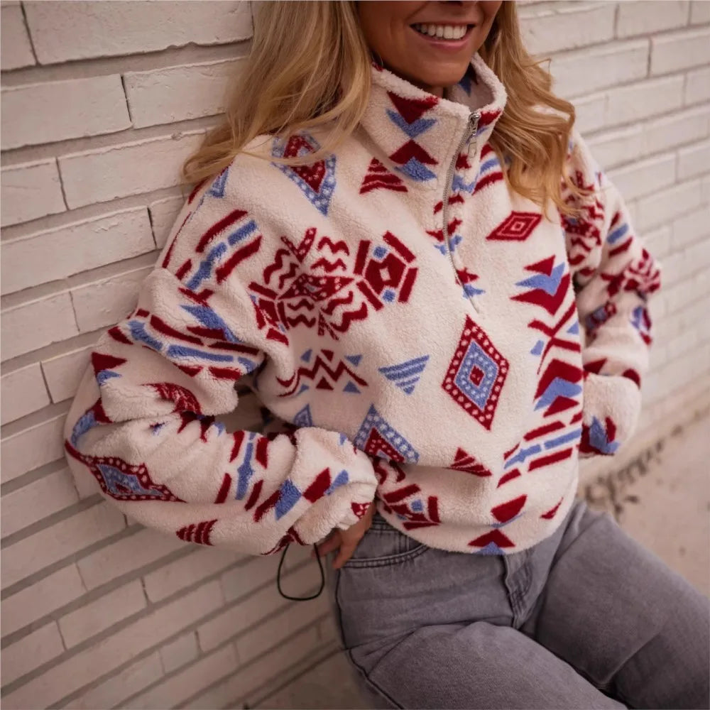 Women's Printed Fleece Pullover and Pants Set