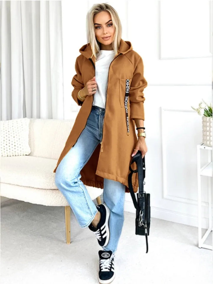 Women's Hooded Fleece Zip Coat, Extra Long