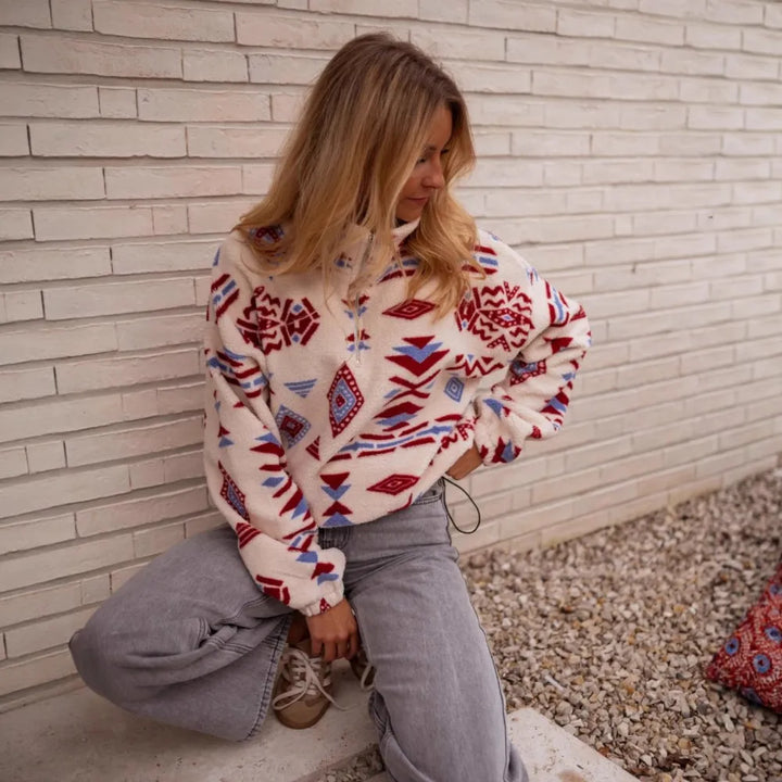 Women's Printed Fleece Pullover and Pants Set