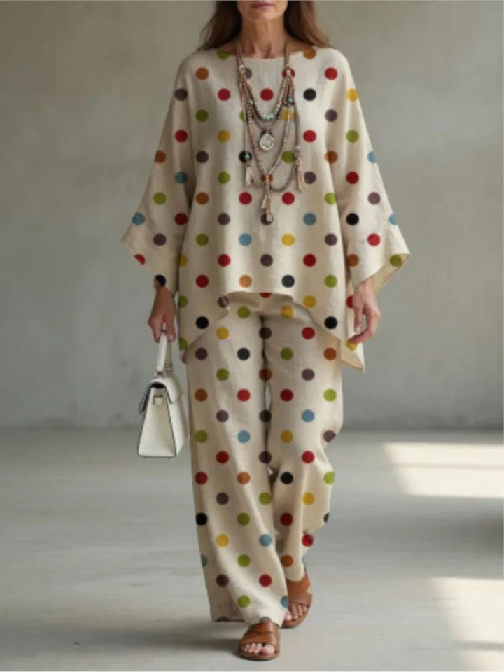 Women's Printed Top and Wide Leg Trousers Set