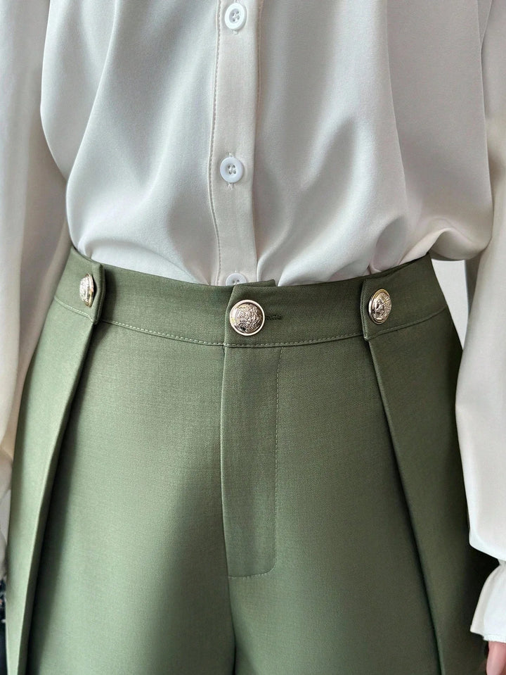 Women's Pleated Wide Leg Trousers, Drapey