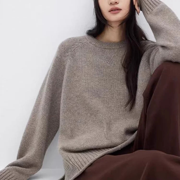 Women's Cashmere Round Neck Pullover Sweater