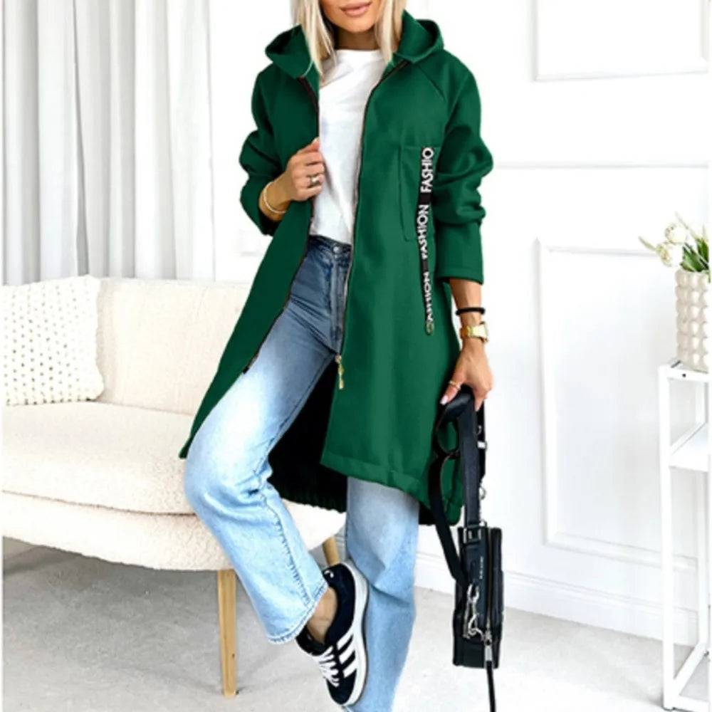 Women's Hooded Fleece Zip Coat, Extra Long