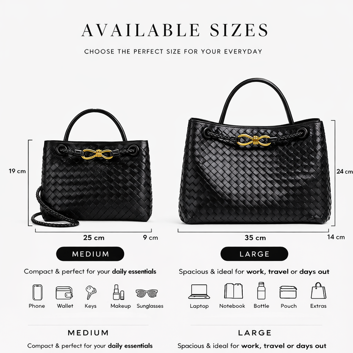 Elegant Woven Tote Bag – Soft Vegan Leather Shoulder Bag