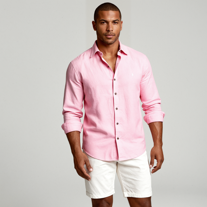 The St. Tropez Vintage Long Sleeve Linen Shirt for Men