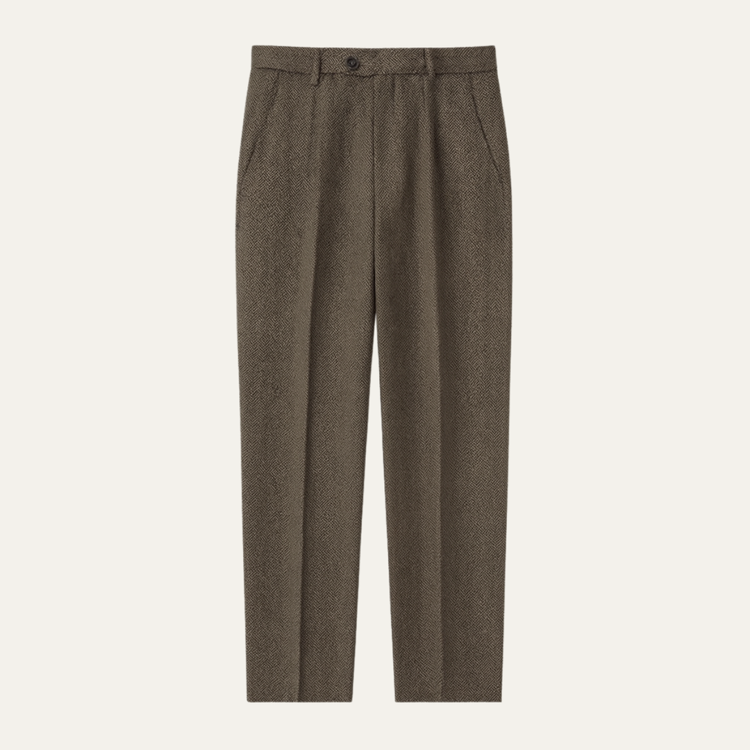 The Subiaco Men’s Business Tailored Herringbone Pleated Dress Pants