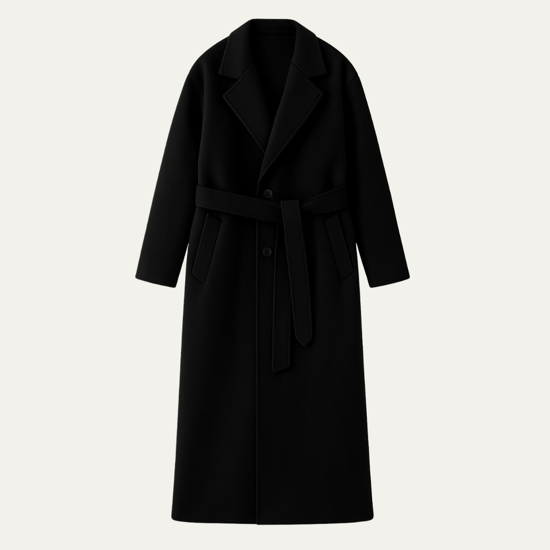 Men's Wool Overcoat Black Long