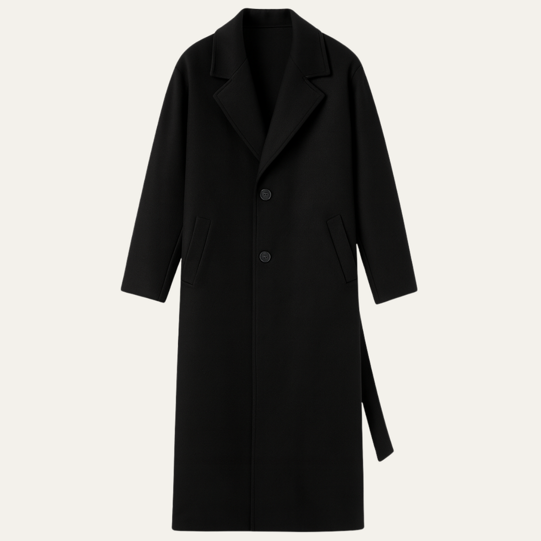 Men's Wool Overcoat Black Long