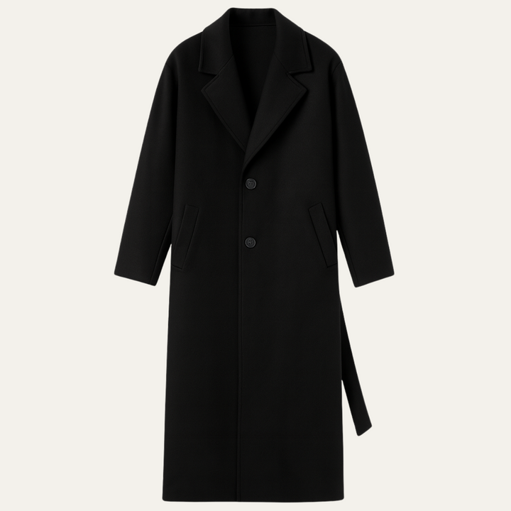 Men's Wool Overcoat Black Long