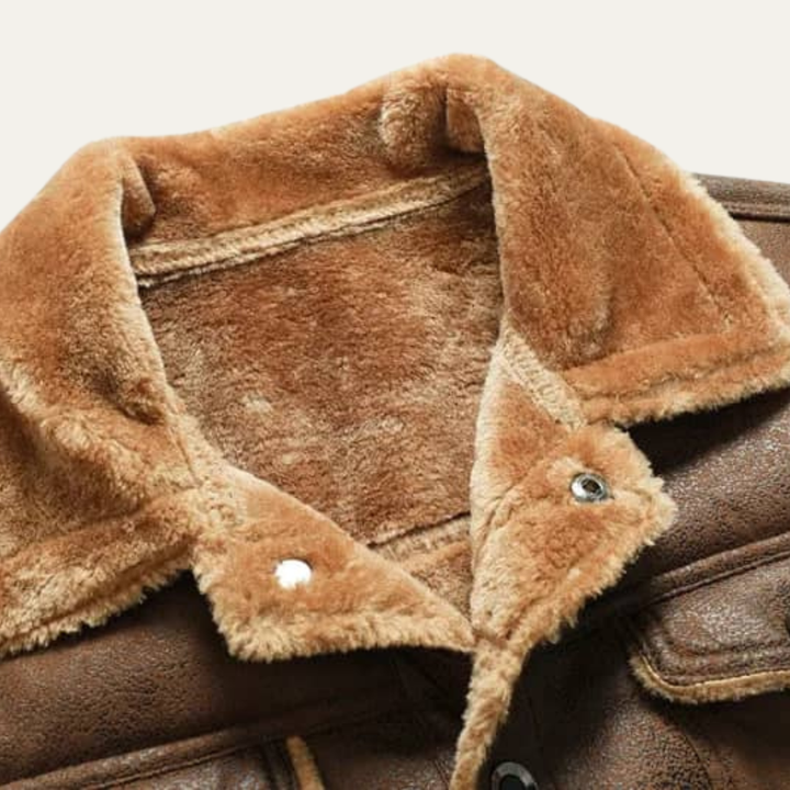 The Breuil Men’s Winter Shearling Biker Leather Jacket