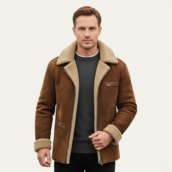 The Sorrento Men’s Vintage Faux Leather Shearling Fleece Jacket