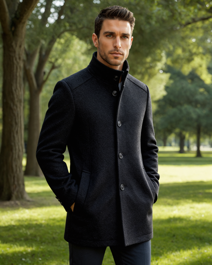 Men's Wool Overcoat Brown Button Front