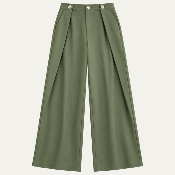 Women's Pleated Wide Leg Trousers, Drapey