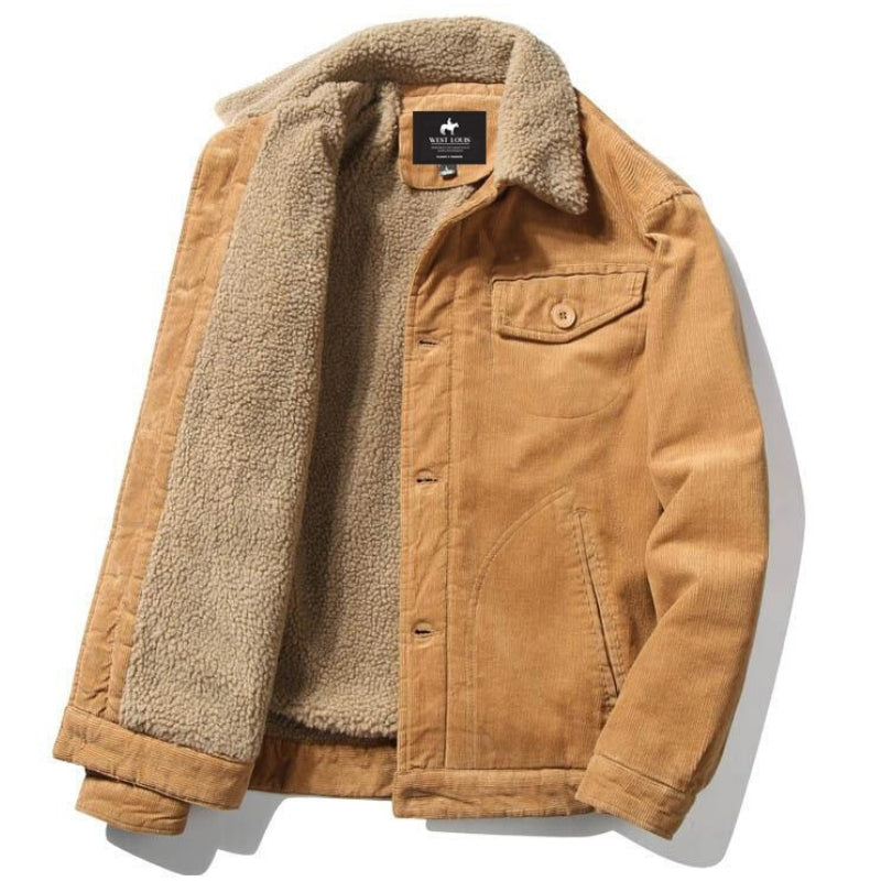 Men's Trendy Fur Lined Corduroy Jacket