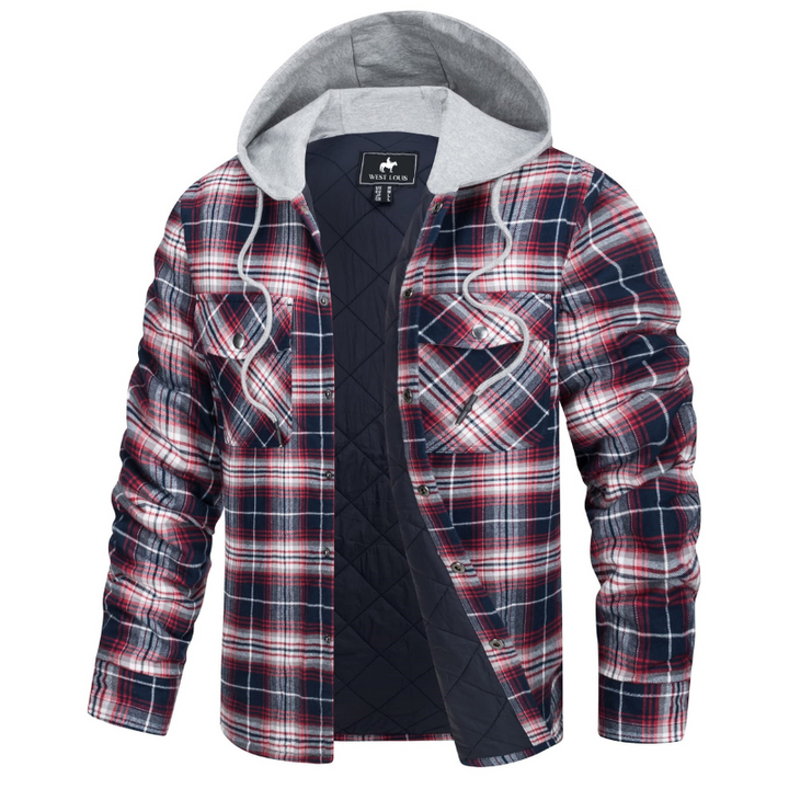 Men's Casual Hooded Cotton Flannel Jacket